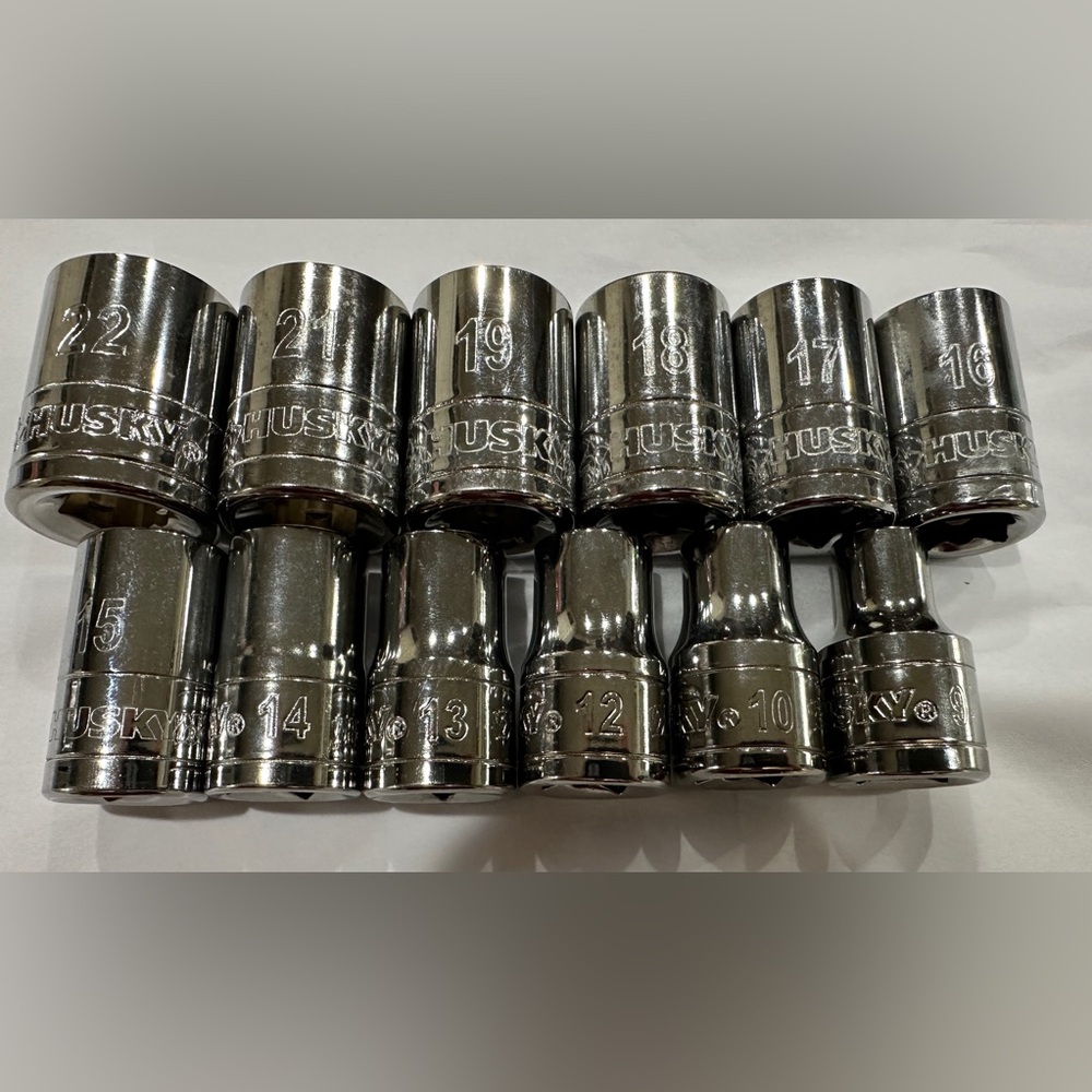 New Husky 1/2” drive Metric 12 point shallow sockets